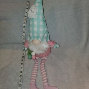 Whimsical Checkered Gnome Plush - Pink and Green